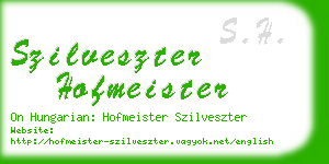 szilveszter hofmeister business card